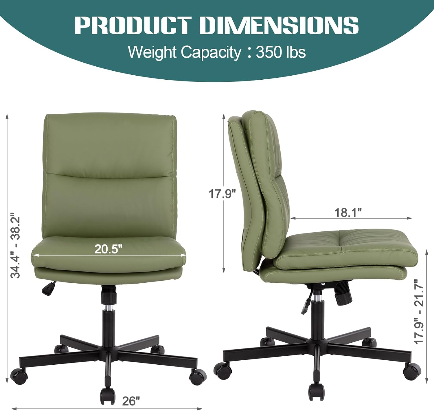Armless Office Desk Chair with - Task Chair Mid Back recension och pris