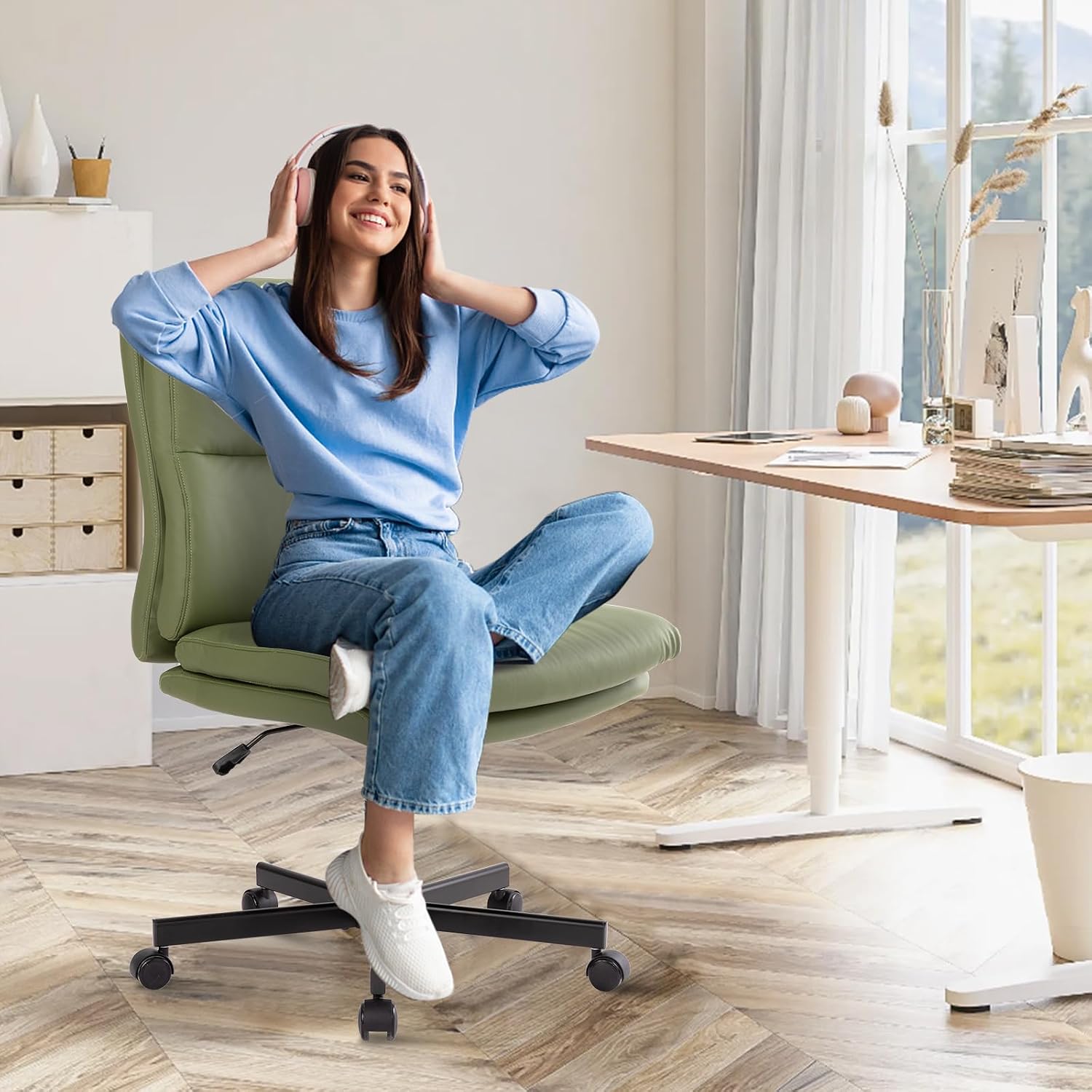 Armless Office Desk Chair with - Task Chair Mid Back recension och pris