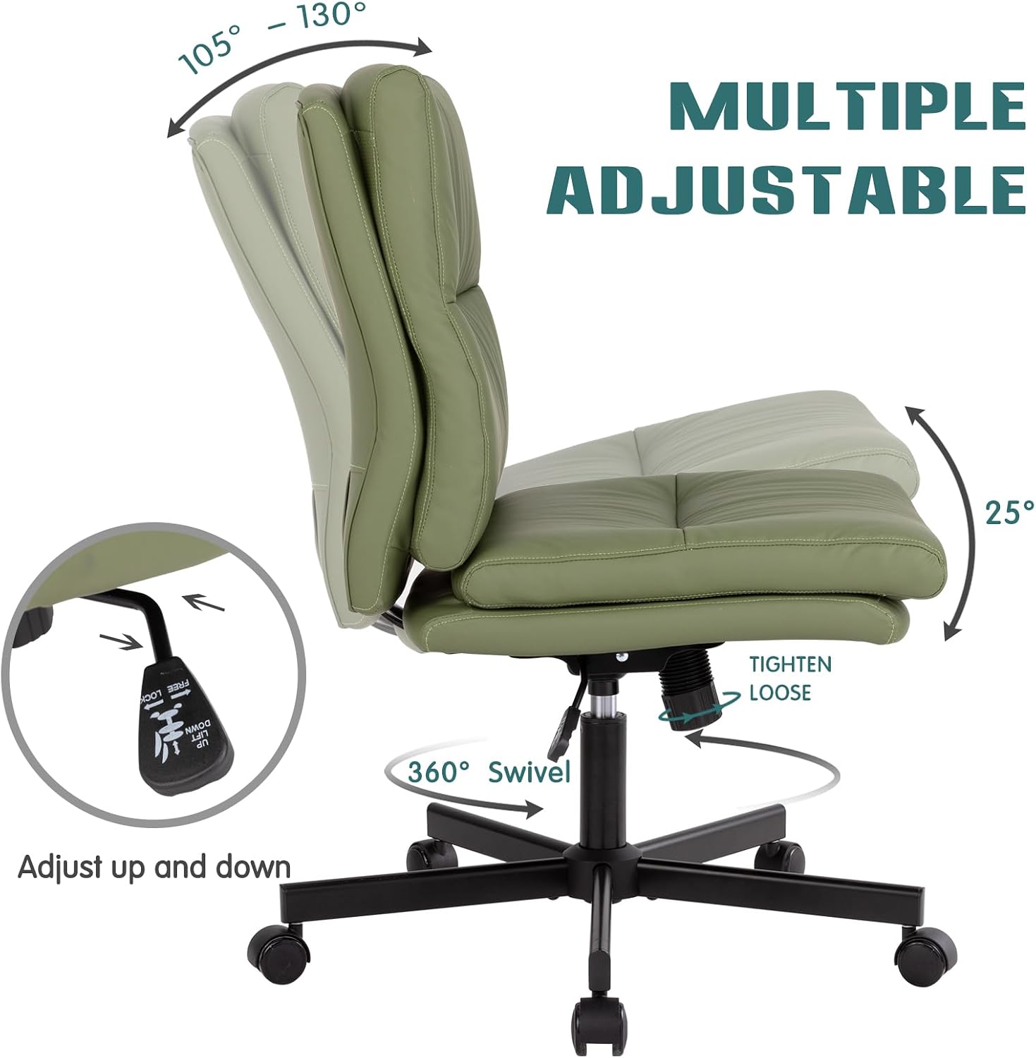 Armless Office Desk Chair with - Task Chair Mid Back recension och pris