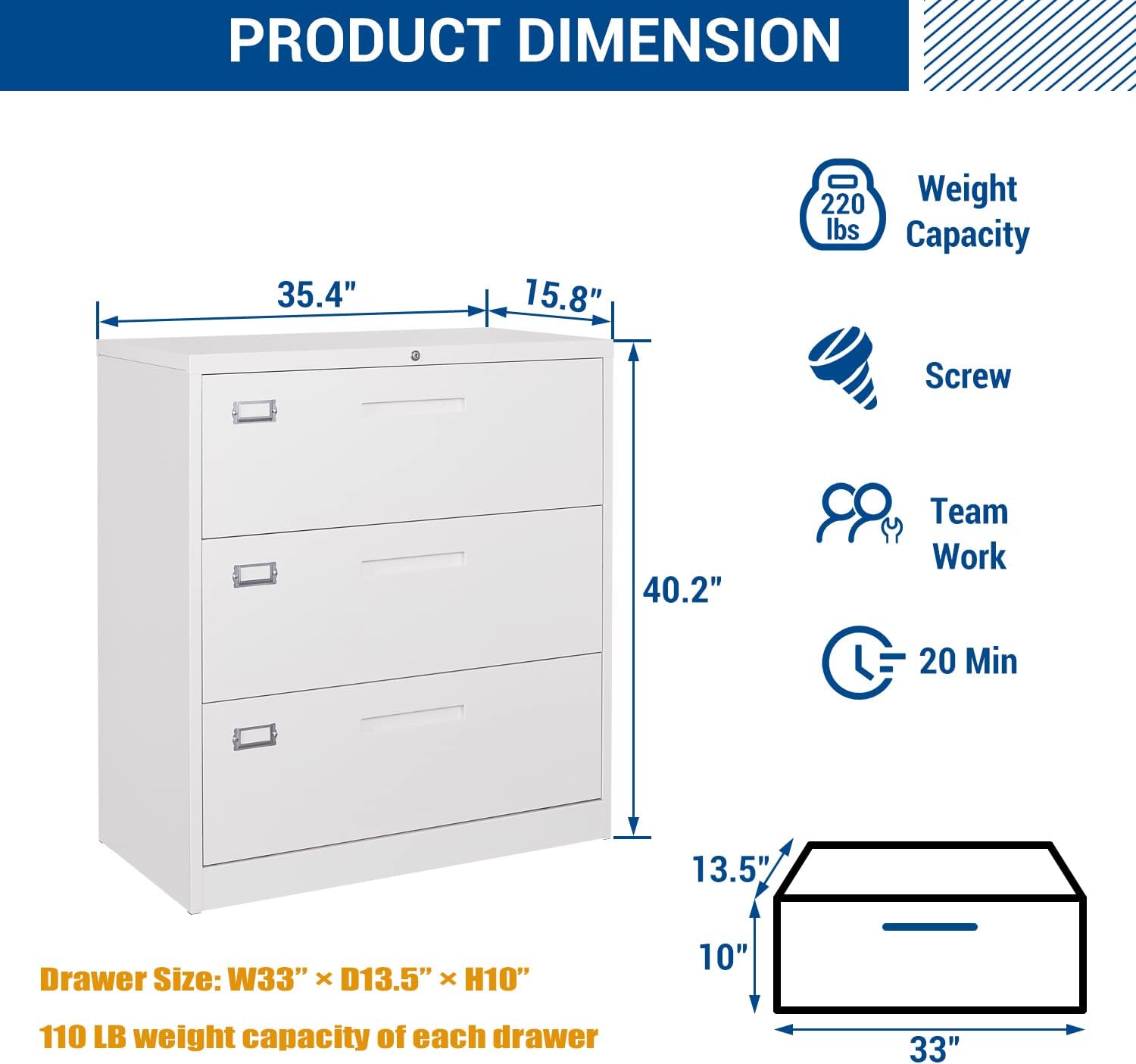 Lateral File Cabinet, Three Dr - Credenza Office Storage recension och pris