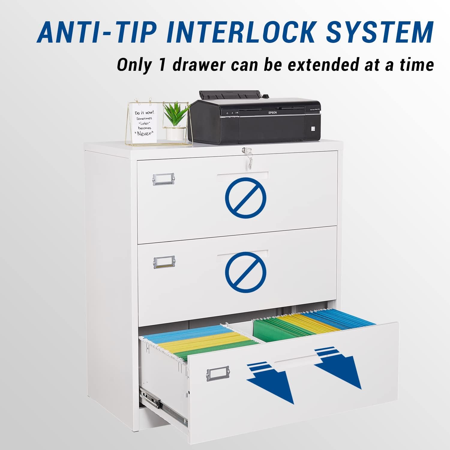 Lateral File Cabinet, Three Dr - Credenza Office Storage recension och pris