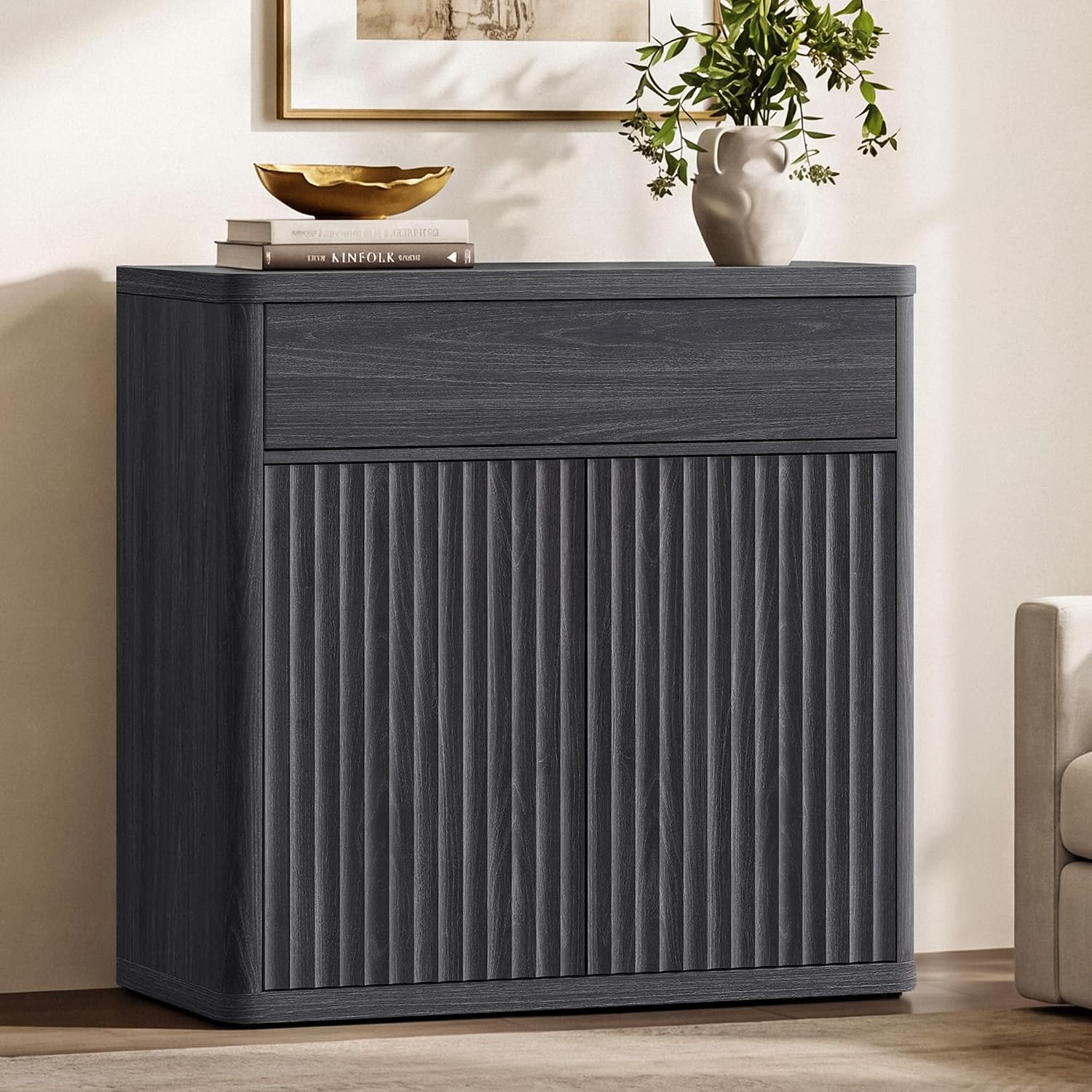 34.6‑Inch Modern Fluted Sidebo - Credenza Office Storage recension och pris