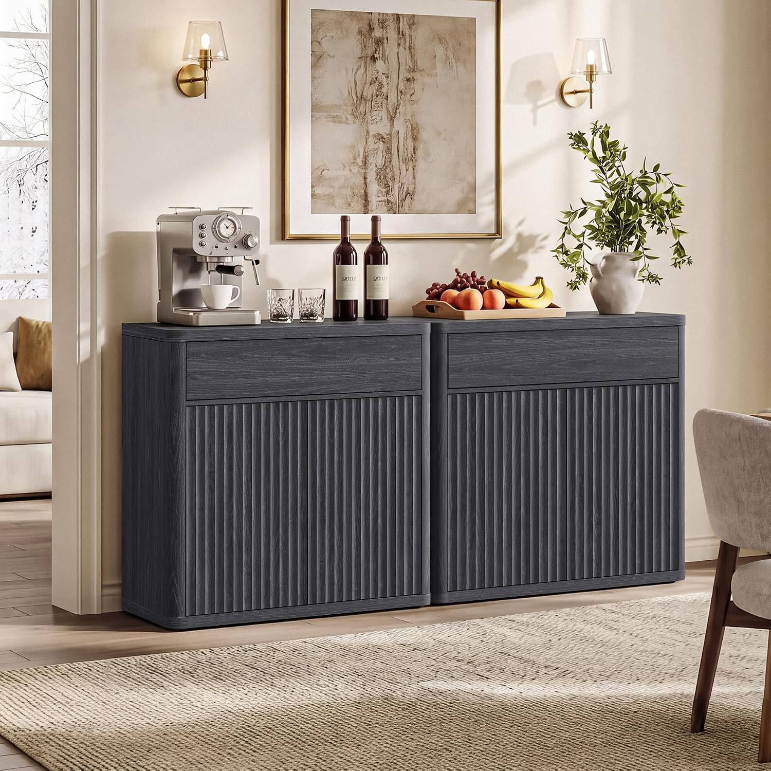 34.6‑Inch Modern Fluted Sidebo - Credenza Office Storage recension och pris