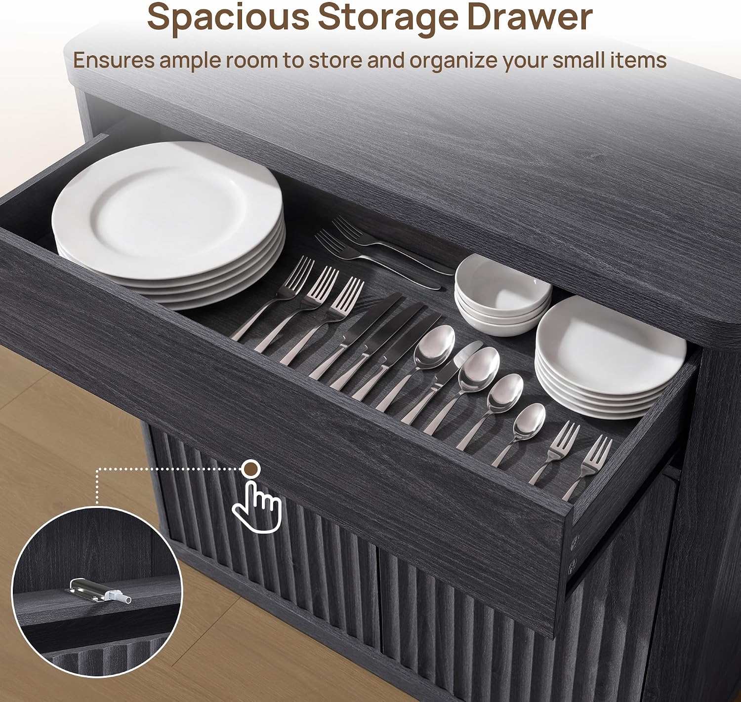 34.6‑Inch Modern Fluted Sidebo - Credenza Office Storage recension och pris