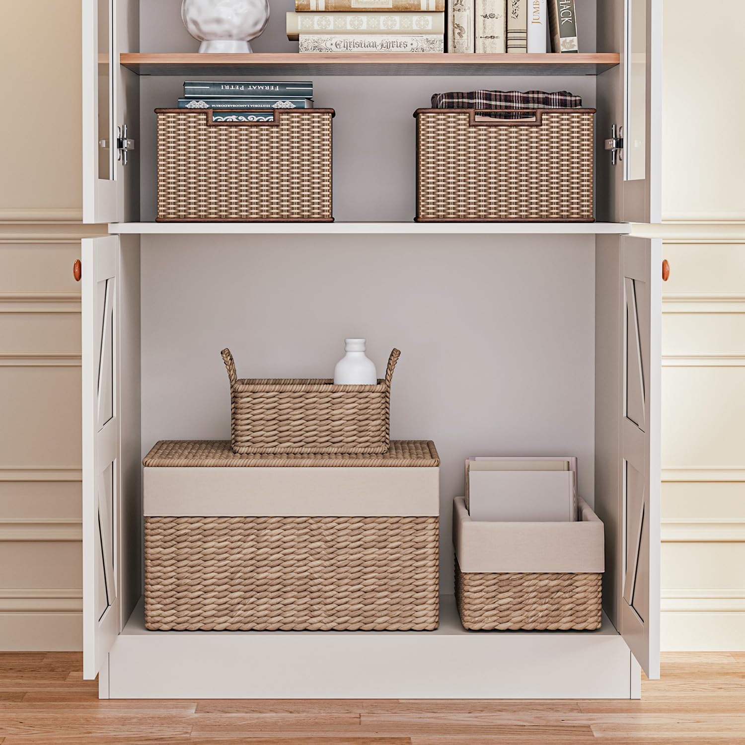 Tall Farmhouse Bookshelves Dis - Credenza Office Storage recension och pris